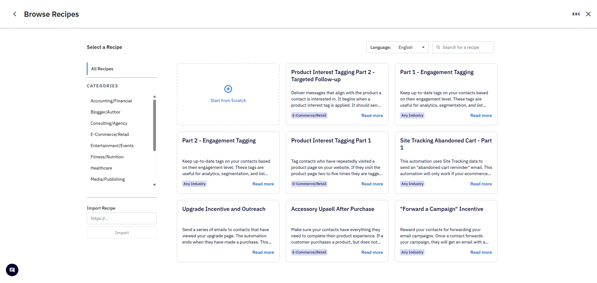 ActiveCampaignin automaatioreseptit: valmiit työnkulkupohjat toimialoittain